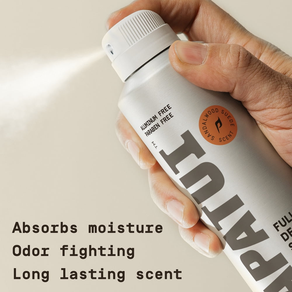 Papatui Full Body Men's Spray Deodorant, Aluminum Free, Sandalwood Suede, 5 oz