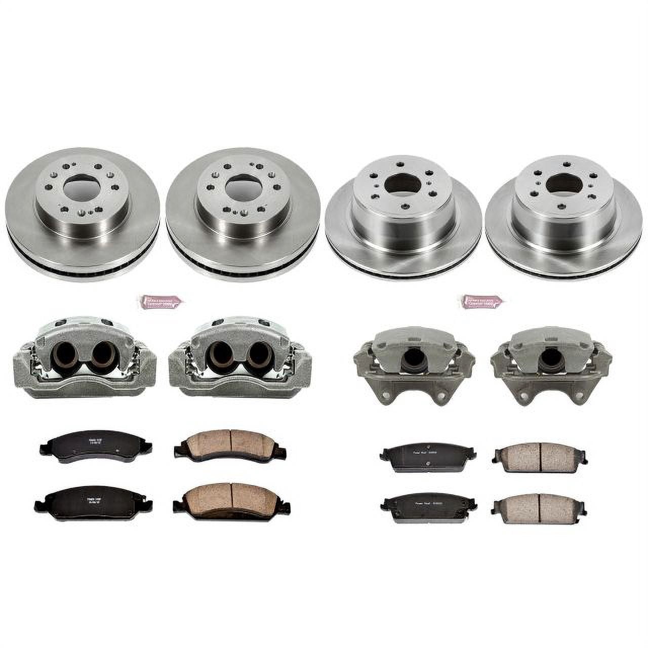 PowerStop Front and Rear Stock Replacement Brake Pad and Rotor Kit with Calipers Fits: CADILLAC CHEVROLET GMC Select Models KCOE2070