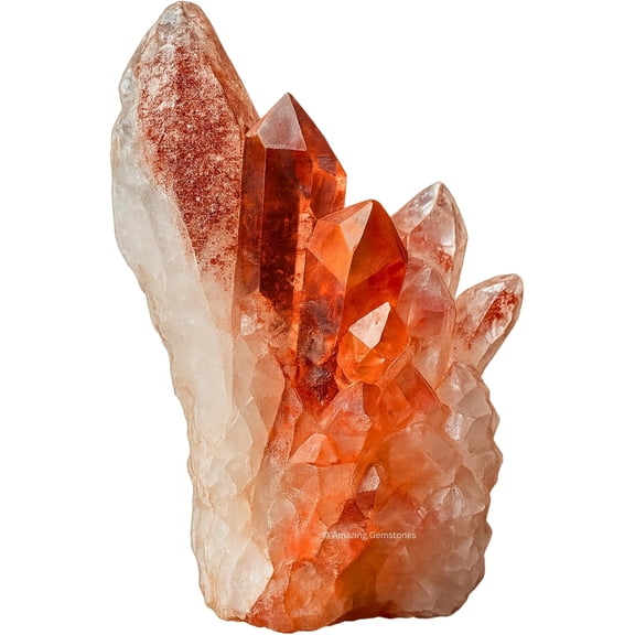 Red Hematoid Quartz Crystals and Healing Stones Mineral Specimen - Premium Semi Precious Gem Stones for Spiritual Growth - Healing Geode Cluster for Meditation