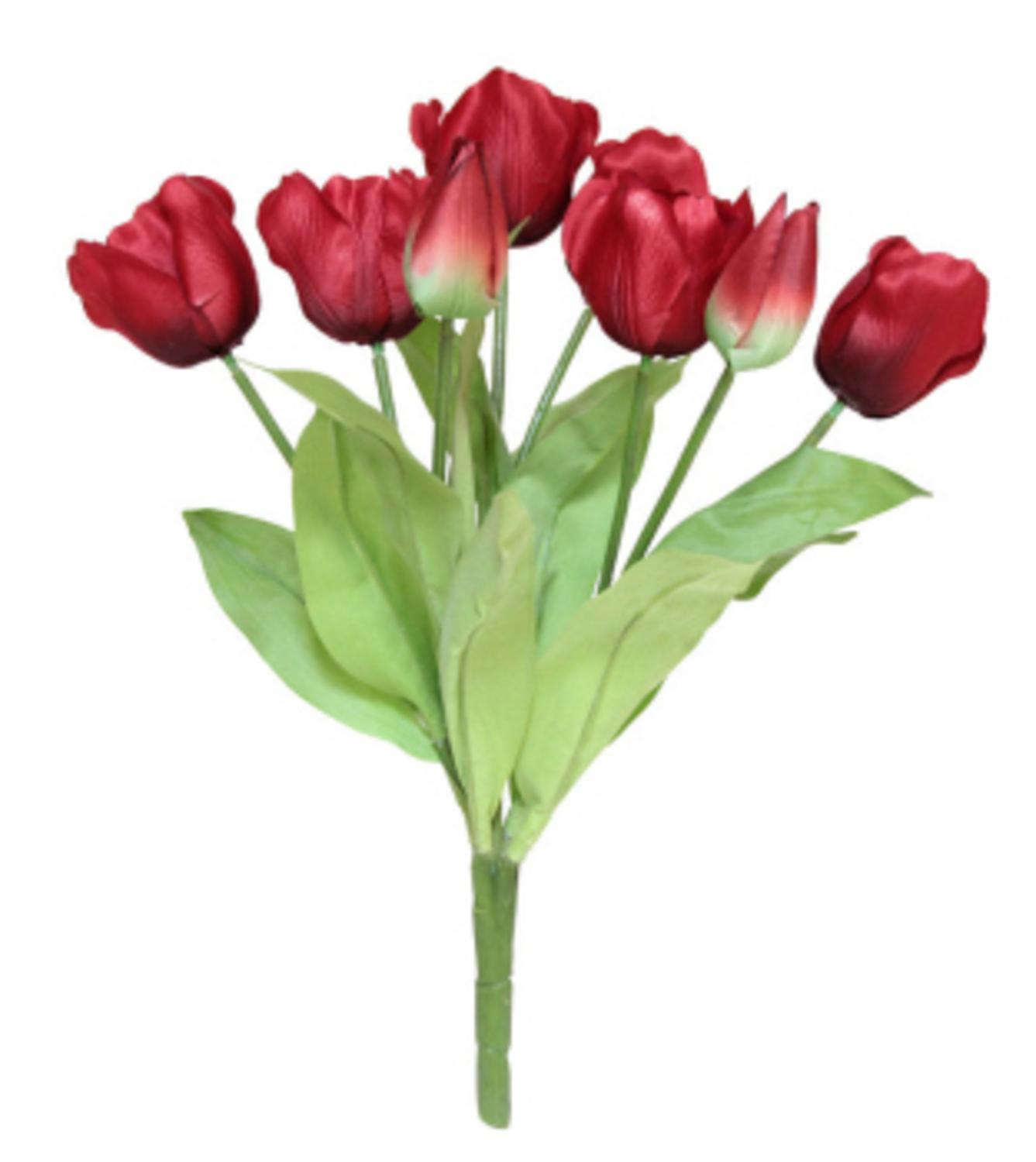 Pack of 6 Decorative Artificial Red Tulip Bush 16"