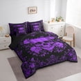 thumbnail image 3 of jejeloiu Rustic Flowers 7 Pieces Bedding Comforter Set,Gothic Skeleton Full Bedding Set,Purple Black Fitted Sheet Flat Sheet For Boys Kids,Ultra Soft Home Decor Reversible, 3 of 8