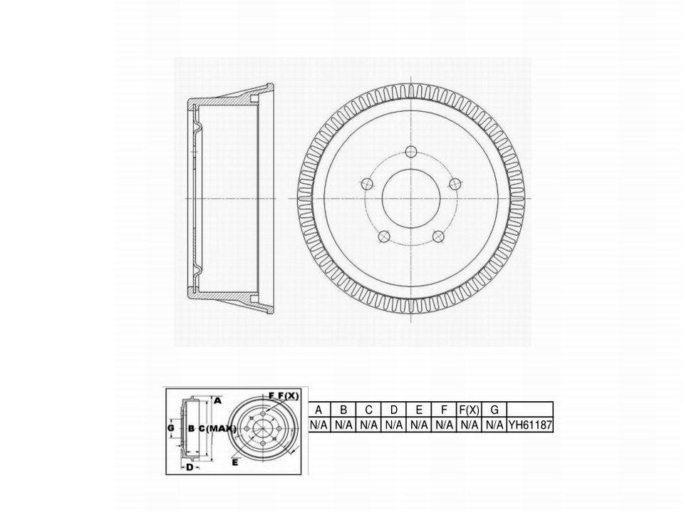 Winstop Brake Drum, Rear WS235576, Dodge Grand Caravan 1995-1987
