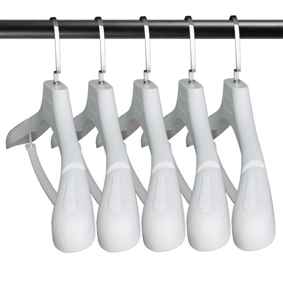 Plastic Extra Wide Suit Hangers, Pack of 15, Width: 17.7",Notched Shoulders & Swivel Hooks, White