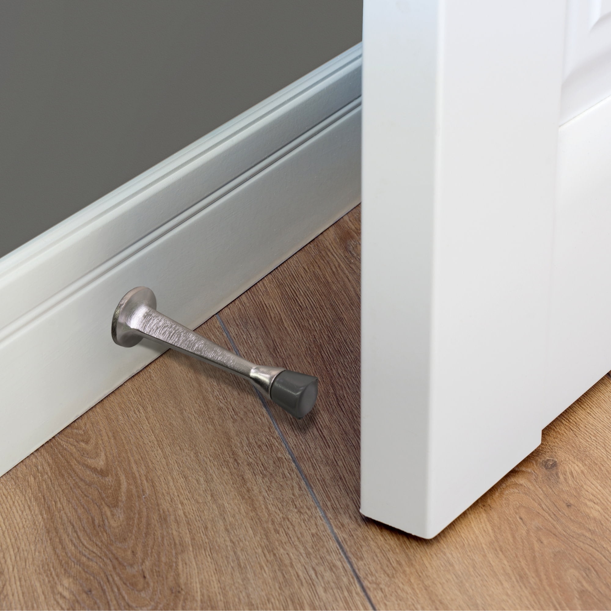 Design House 10-Pack Solid Steel Door Stops with Soft Rubber Tip, Satin Nickel