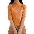 thumbnail image 4 of Zedker Women's Wool Old Money Cable Knit Elbow Sleeve Sweaters 2025 Fall Winter Tops,Plus Size Orange M, 4 of 5