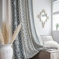 thumbnail image 1 of Nvzi Cortina de lino y algodón estilo rústico con borlas, para ventana, con estampado geométrico, para dormitorio, sala de estar, 1 pieza (59 x 102 pulgadas, azul), 1 of 5