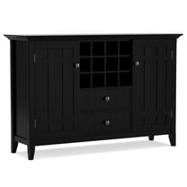 Simpli Home Bedford SOLID WOOD and Pine 54 inch x 17 inch Rectangle Transitional Sideboard Buffet and Wine Rack in Black