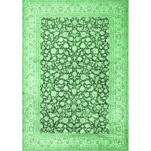 Ahgly Company Indoor Rectangle Persian Emerald Green Traditional Area Rugs, 2' x 4'