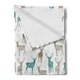 thumbnail image 2 of Deer Soft Flannel Fleece Blanket, Animals with Old Text Pattern Christmas Theme Vintage Inspired Illustration, Cozy Plush for Indoor and Outdoor Use, 50" x 60", Turquoise Brown Beige, by Ambesonne, 2 of 5