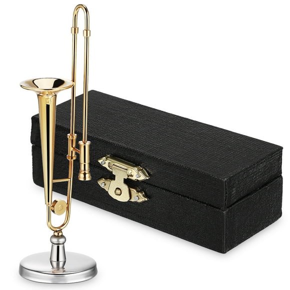 MOVTOTOP Trombone Miniature Instrument de Musique Miniature en Cuivre Décoration de Bureau Accessoire de Maison de Poupée
