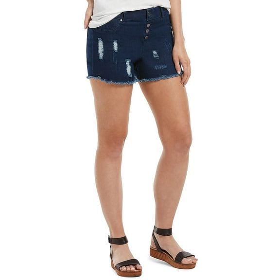 Hue Womens Distressed Pull On Cutoff Shorts