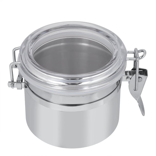 Recipiente de Café de Acero inoxidable, Jarro de Almacenamiento de Alimentos Té de Azúcar de Azúcar Contenedor de Polvo Con Mechones de Espesamiento, Cubierta Acrílica y