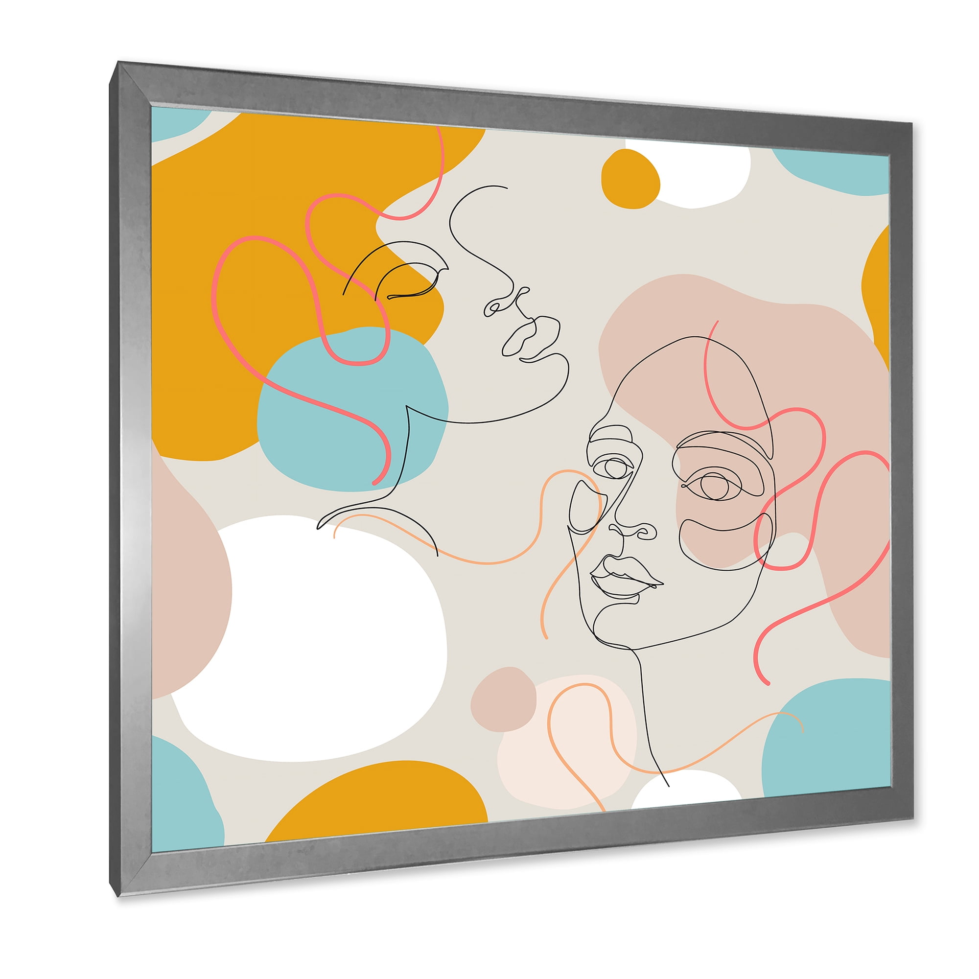 Designart 'Minimal Portrait of Female Face Drawn With One Line II' Modern Framed Art Print