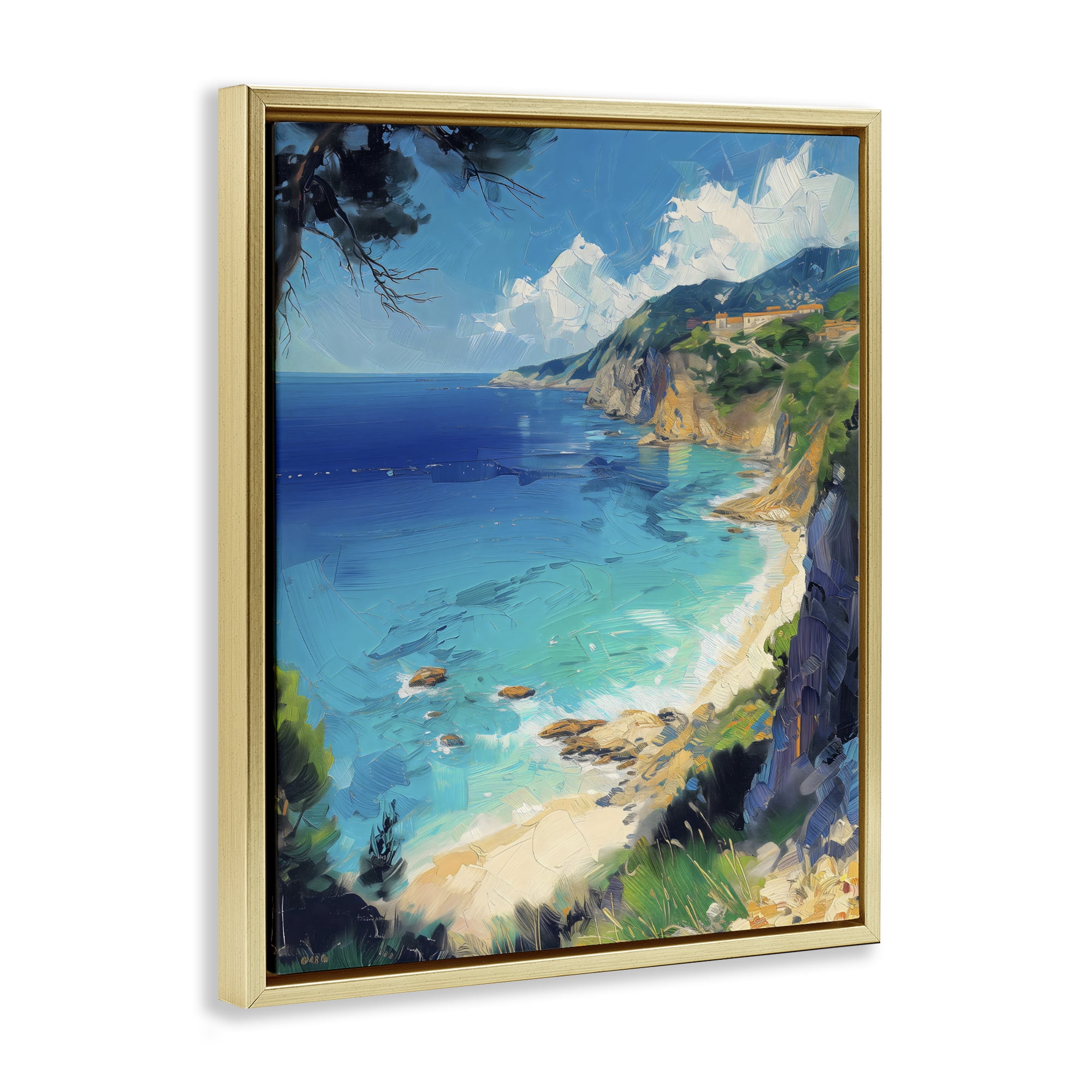 Stupell Industries View of Ocean Retreat Gold Framed Floater Canvas Wall Art, design by Creative Studio