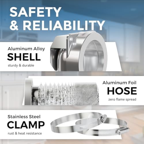 Magnetic Dryer Vent Coupling DV90 Airtight Seal Dryer Vent Connector Kit Easy to Clean Quick Connector Including a 2.6ft 4" Duct and two Clamps