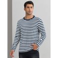 thumbnail image 2 of DARING DIVA Men's Striped Sweatshirts  Stripes Long Sleeve Casual T-Shirt XL Navy White, 2 of 6