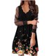 thumbnail image 1 of Sexy mujer Puff manga larga impreso Patchwork suelto cuello en V señoras malla Mini vestido Pompotops ghjkhdj6710, 1 of 1