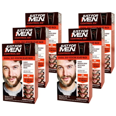Just for Men Control GX Grey Reducing Beard Wash with Keratin, 4 Fl Oz (Packaging May Vary) - 6 Pack