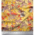 thumbnail image 1 of Soimoi Pink Modal Satin Fabric Leaves,Berries & Bird Decor Fabric Printed BTY 42 Inch Wide, 1 of 1