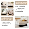thumbnail image 2 of Large Blanket Basket for Living Room,75 L Rectangle Toy Storage Basket for Nursery Room, Woven Rope Storage Box with Leather Handle,Gradient Linen,Gray, 2 of 10