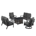 thumbnail image 4 of Black Aluminum Fire Table Set with Two Deep Seating Loveseat with Cushions and Two Club Chairs, 4 of 11