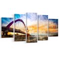 thumbnail image 2 of Pont Rouge Coloré Coucher de Soleil Taïwan - Uvre d'Art Moderne sur Toile, 2 of 3