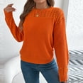 thumbnail image 5 of Scyoekwg Fall Hollow Out Sweaters for Women Fashion Casual Crew Neck Long Sleeve Crochet Pullover Tops Loose Comfy Sweater (Orange,S), 5 of 8