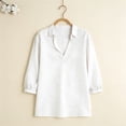 thumbnail image 4 of Jacenvly Hauts à Manches Longues pour Femmes Liquidation Chemise à Manches Longues Col Porte Tube Régulier Couleur Unie Haut pour Femmes Chemise Hauts pour Femmes Liquidation, 4 of 8