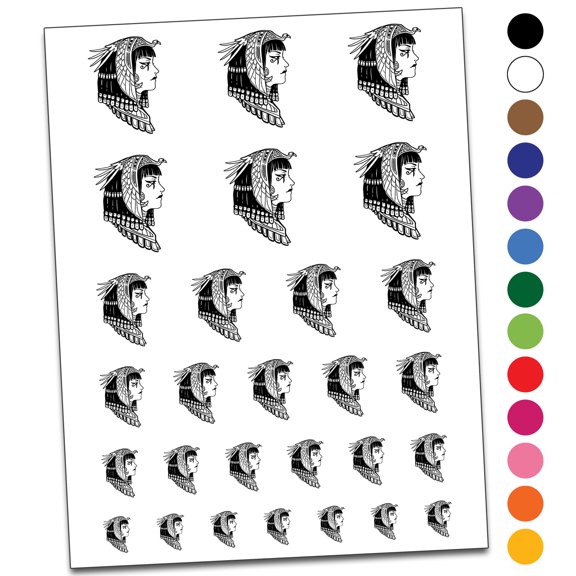 Cleopatra Egyptian Queen Bust Water Resistant Temporary Tattoo Set Fake Body Art Collection - Yellow
