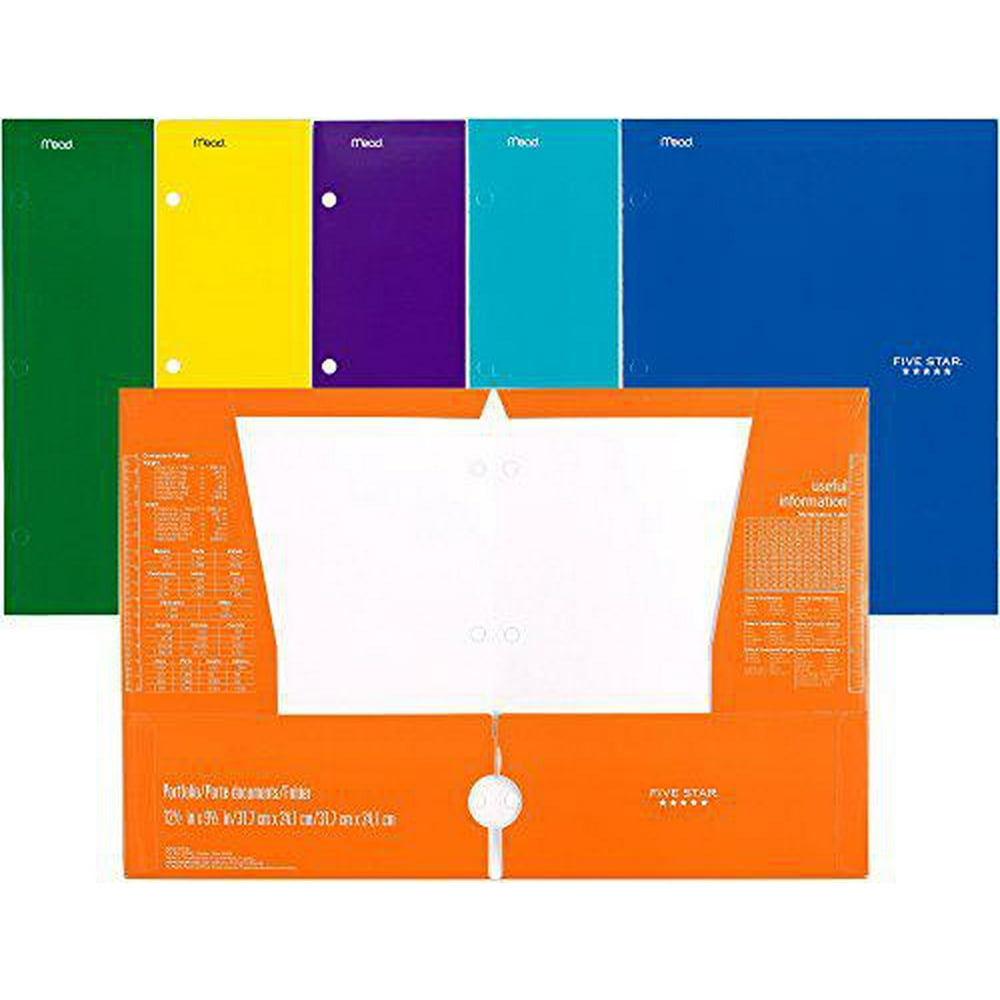 mead five star 4 pocket paper folder 33106 (pack of 6 folders