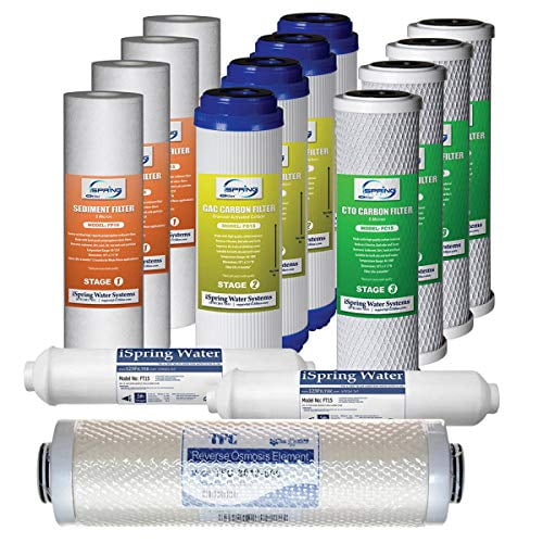 iSpring F15-500, 500 GPD Tankless RO System Replacement Filter Set, 2-Year Supply, Fits RCS5T, White 15 Piece