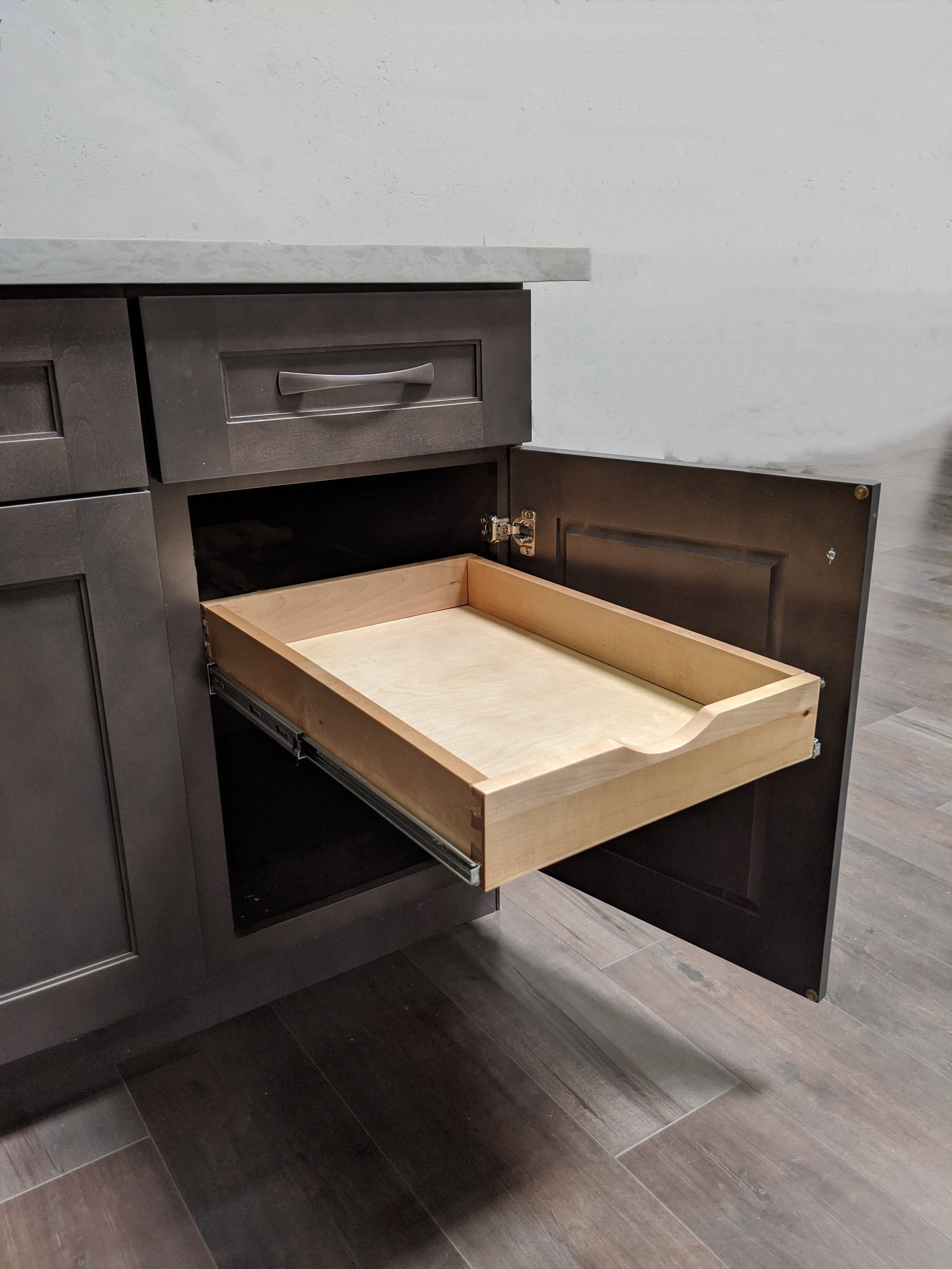 14'' Width Roll out Drawer Roll Out Tray Wood Pull Out Tray Kitchen Cabinet Organizer, Pull-Out Shelf, Include Side Mount Sliders Rear Brackets Wood Sapcer (Fits For RTA Cabinet B18 and Pantry 18)