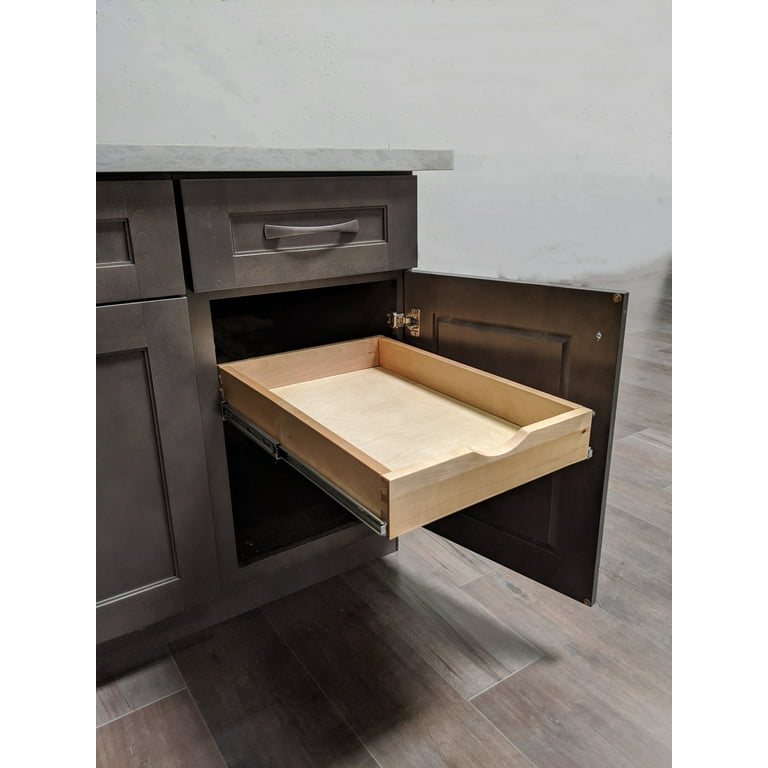 14'' Width Roll out Drawer Roll Out Tray Wood Pull Out Tray Kitchen Cabinet  Organizer, Pull-Out Shelf, Include Side Mount Sliders Rear Brackets Wood  Sapcer (Fits For RTA Cabinet B18 and Pantry