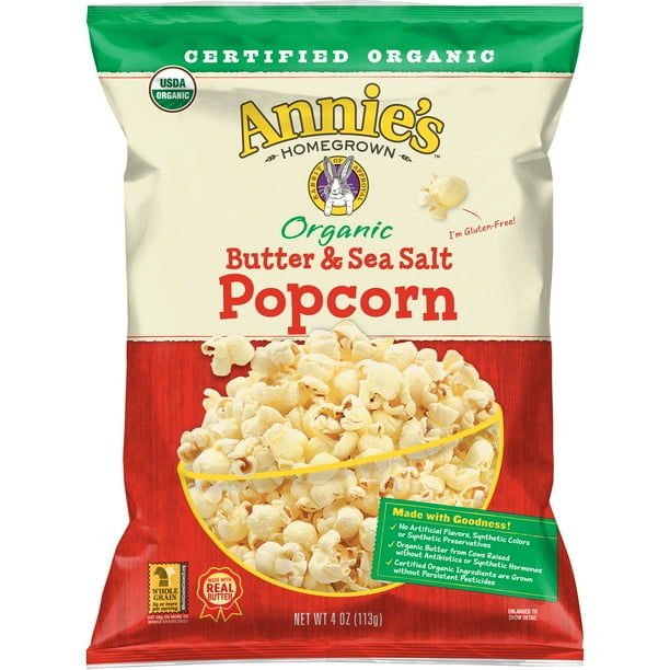Annie's Butter and Sea Salt Organic Popcorn, 4 oz Bag