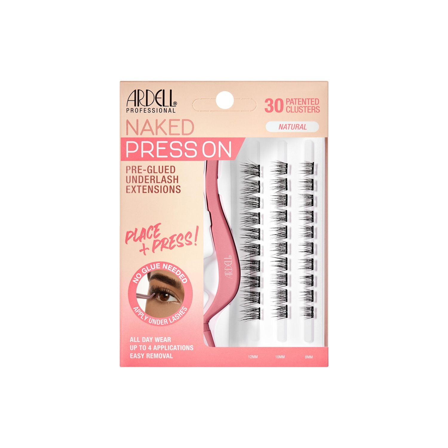 Ardell - Naked Press On Pre-Glued Underlash Extensions Kit - Natural, Naked Press - Natural