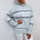 thumbnail image 5 of Suéter Ueteey para mujer, suéter de punto de manga larga con estampado de nieve de otoño e invierno, jersey de gran tamaño de Jacquard para mujer, suéteres de Navidad, 5 of 5