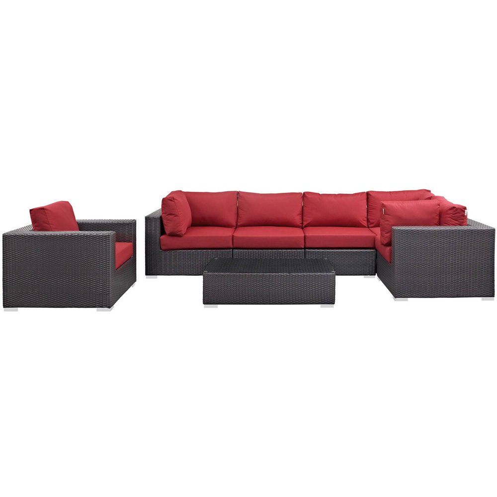 Modway Convene 7 Piece Outdoor Patio Sectional Set, Multiple Colors