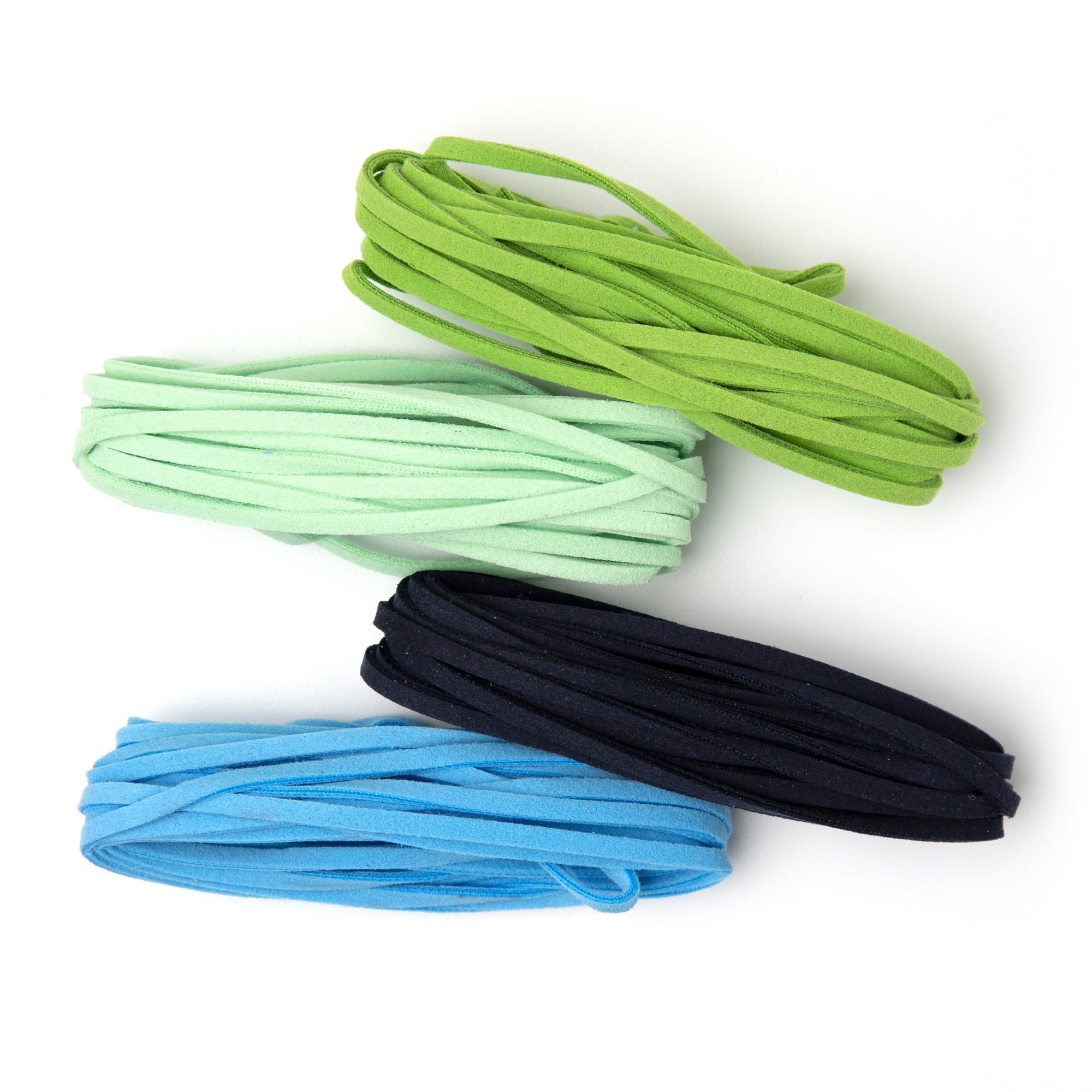 (2 pack) Cousin DIY Faux Suede Cord String, Jewelry Making, 4 Piece Roll, 13.3 yd, Blue & Green