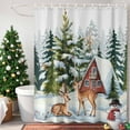 thumbnail image 4 of Shower Curtain 72"W x 84"L Winter Christmas Elk Snow Pine Trees Fabric Shower Curtains Set with Hooks Water Repellent Bathroom Curtains Machine Washable Bathroom Accessories, 4 of 9