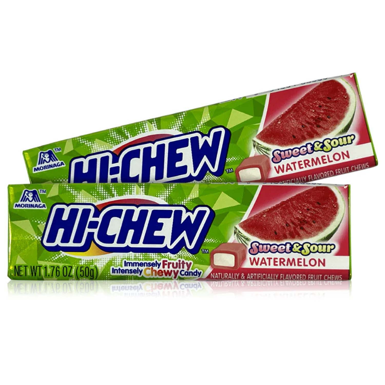 HI-CHEW Watermelon - Unique Fun Soft & Chewy Taffy Candy, Box of 15 Sticks, 1.76 oz