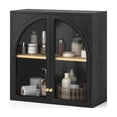thumbnail image 6 of EYYTHUNG Bathroom Wall Cabinet, Medicine Cabinets with Arched Acrylic Door, Over Toilet Storage Cabinet with Adjustable Shelf, Black/Oak, 6 of 7