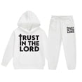 thumbnail image 3 of TGPMGRZ Boys 2 Piece Outfits Sweatsuit Hoodie Sweatshirt and Athletic Jogger Toddler Kids Matching Sets #A01 White, 8-9 Years, 3 of 3