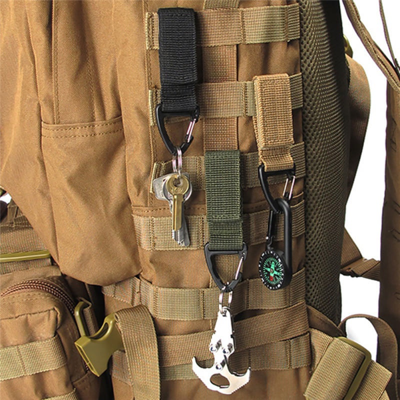 Tactical Carabiner Backpack Hooks Triangle Key chain Clip Hiking Hanger Buckle 