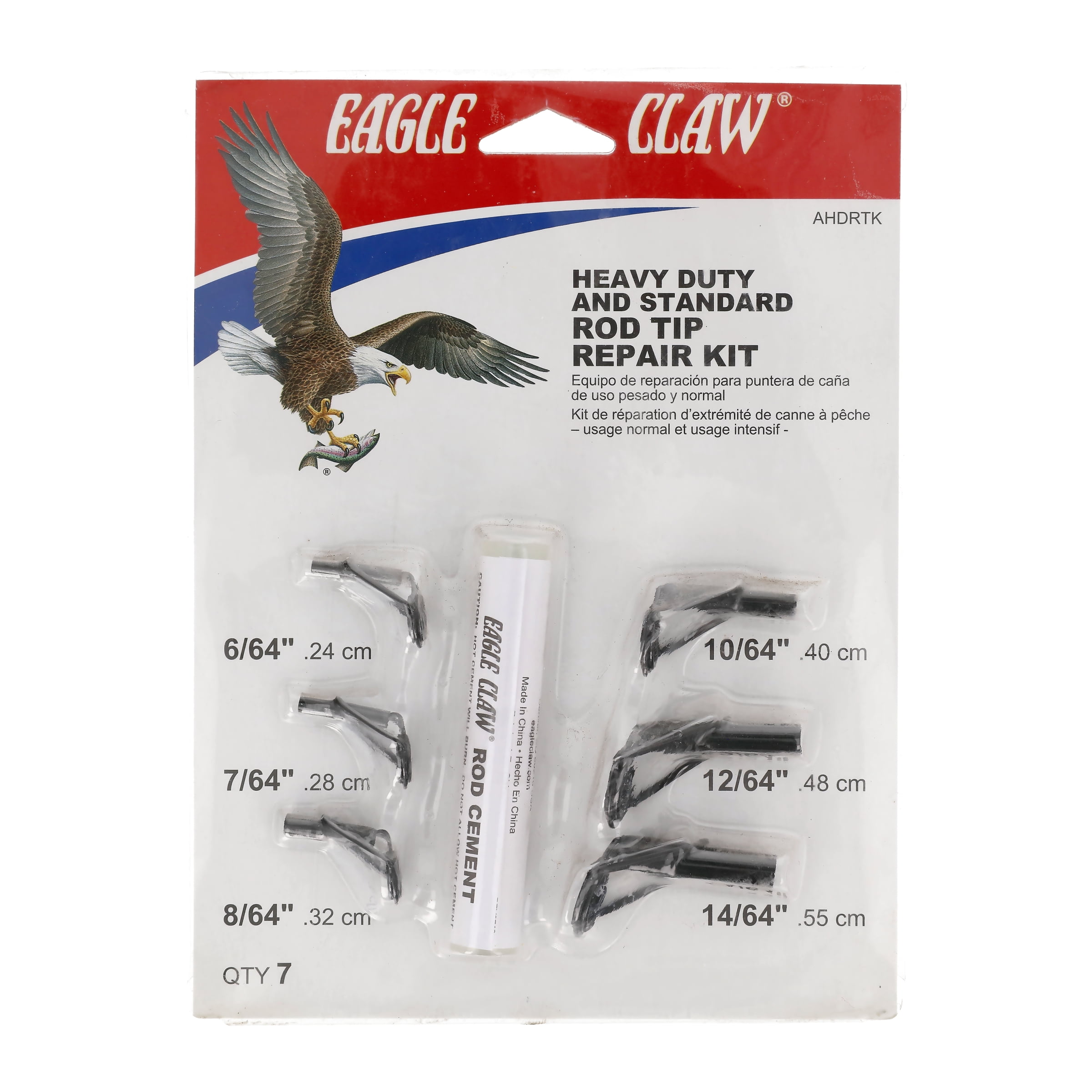Fishing Eagle Claw AHDRTK Heavy Duty Stainless Rod Tip Repair Kit 6-Piece 