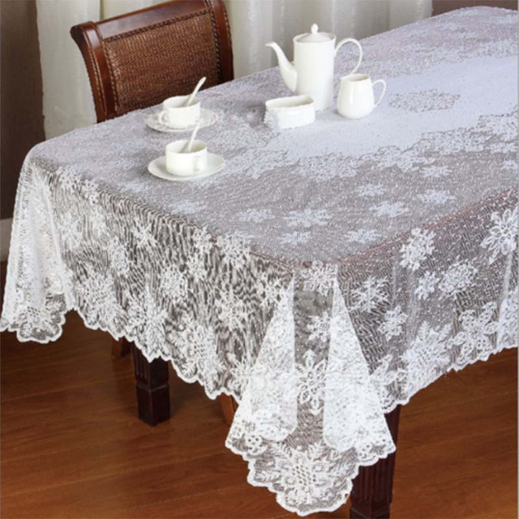 Christmas Table Cloth Cover White Vintage Lace Tablecloth Xmas Decor Home Party