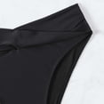 thumbnail image 4 of Hduncf Women's Twist Bikini Bottom Moderate High Cut Swimsuit Bottom Cross V Cut Ruched Ruffles Bathing Suit Bottoms Black M, 4 of 9