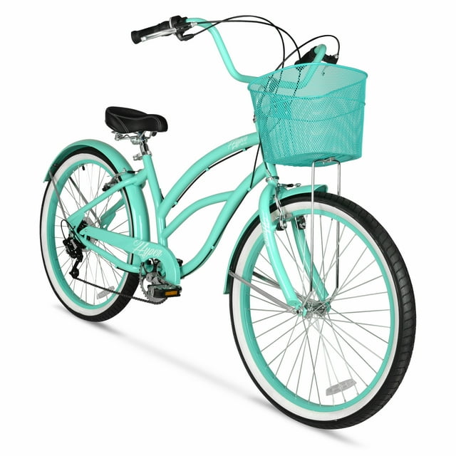 26" Hyper Bicycles Vélo de Commuting avec Panier, Adultes 13+ Ans, Teal Néon