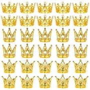 30 Pcs Crowns for Flower Bouquets Gold Napkin Rings Crown Cake Topper Mini Crown for Flower Bouquet Accessories Birthday Crowns Cupcake Toppers for Wedding Thanksgiving Day Decor, 3 Style