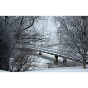Angle View: Peel-n-Stick Poster of Frozen Finland River Architecture Water Bridge Poster 24x16 Adhesive Sticker Poster Print