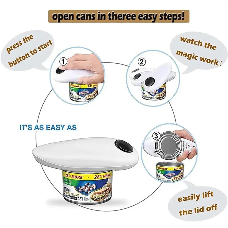Electric Jar and Can Opener Automatic High-Power Hands-Free No Sharp Edges Kitchen Gadget